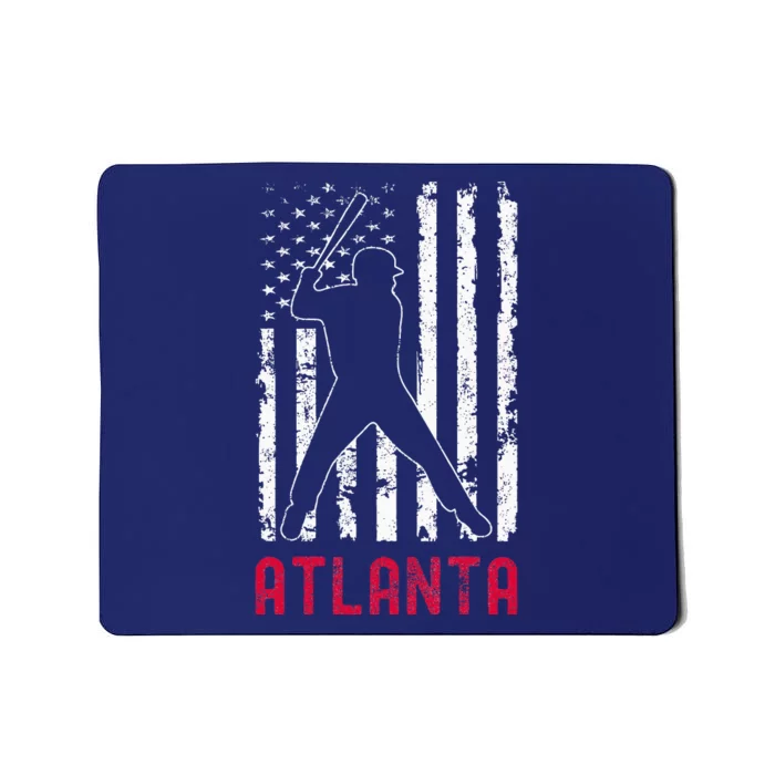 Atlanta American Flag Baseball Weathered Mousepad