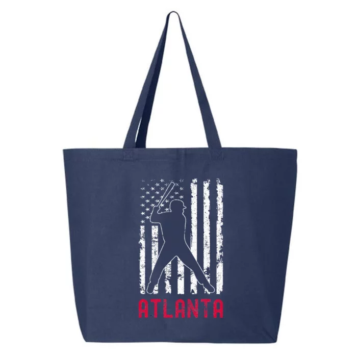 Atlanta American Flag Baseball Weathered 25L Jumbo Tote