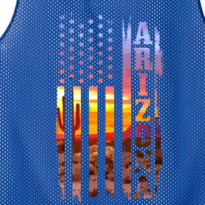 Arizona American Flag Pride Landscape Cactus Patriotic Gift Great Gift Mesh Reversible Basketball Jersey Tank