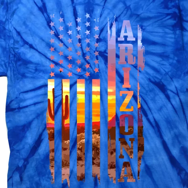 Arizona American Flag Pride Landscape Cactus Patriotic Gift Great Gift Tie-Dye T-Shirt