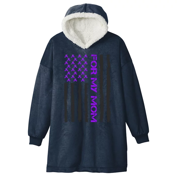 Alzheimer's Awareness For My Mom Support Flag Hooded Wearable Blanket