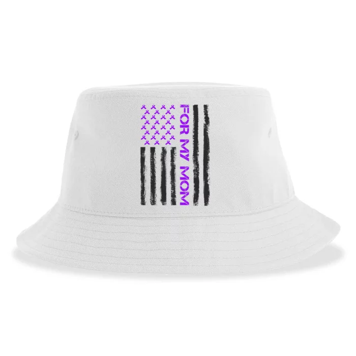 Alzheimer's Awareness For My Mom Support Flag Sustainable Bucket Hat