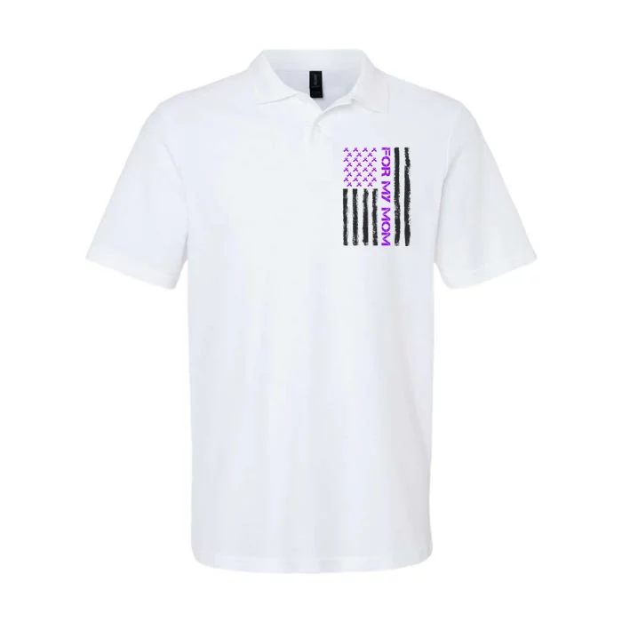 Alzheimer's Awareness For My Mom Support Flag Softstyle Adult Sport Polo