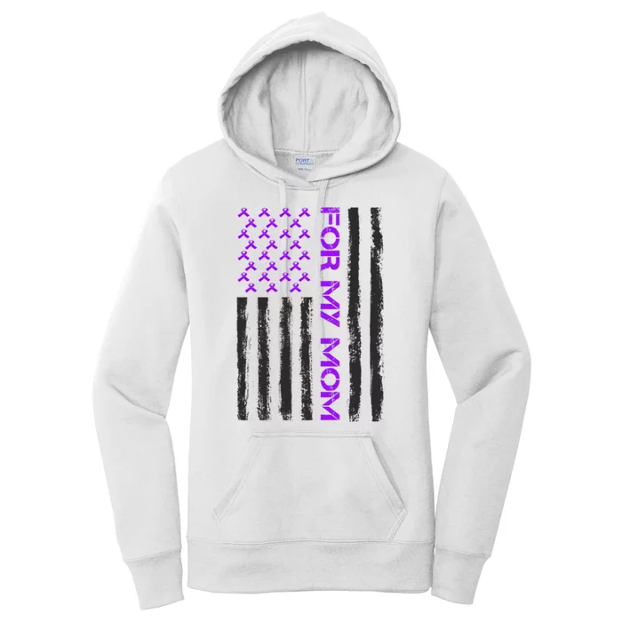 Alzheimer's Awareness For My Mom Support Flag Women's Pullover Hoodie