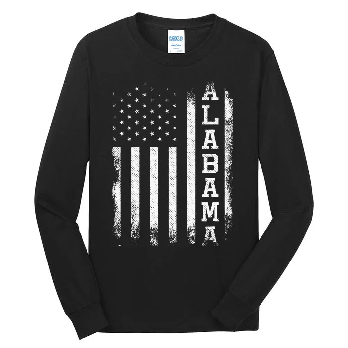 Alabama American Flag Vintage Tall Long Sleeve T-Shirt