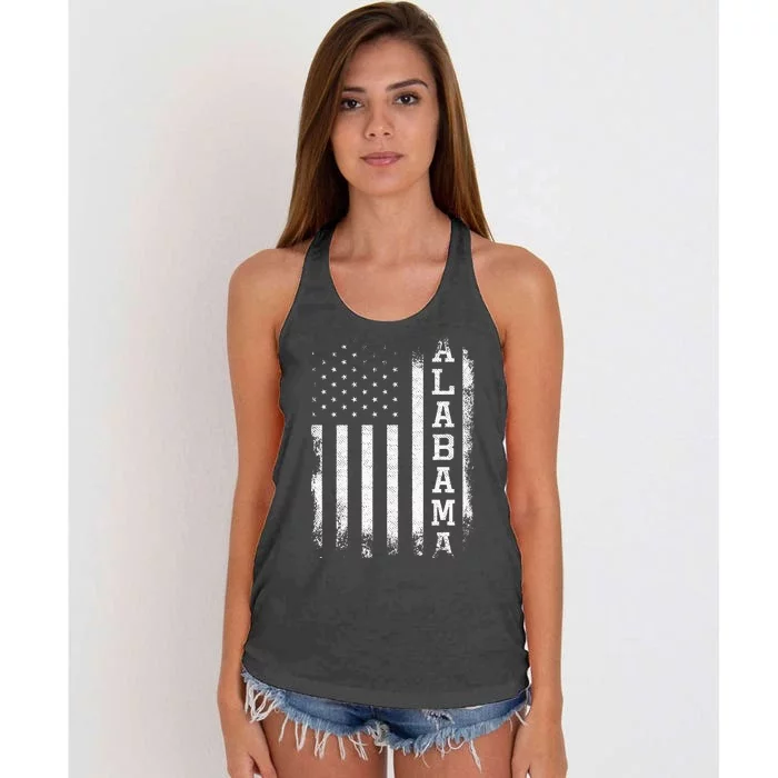 Alabama American Flag Vintage Women's Knotted Racerback Tank