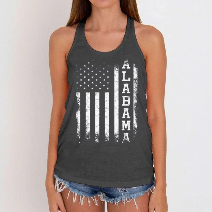 Alabama American Flag Vintage Women's Knotted Racerback Tank