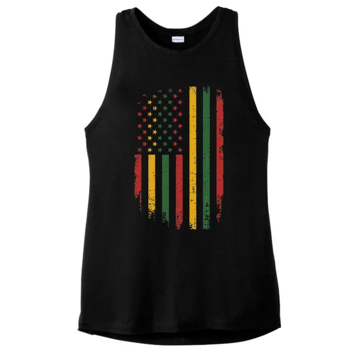 American african flag for black history freedom day Ladies Tri-Blend Wicking Tank