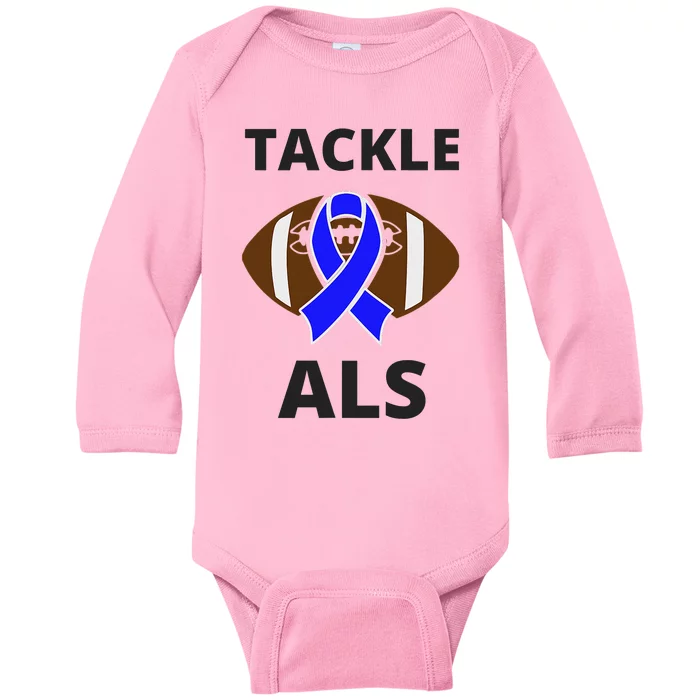 ALS Awareness Football Tackle Baby Long Sleeve Bodysuit