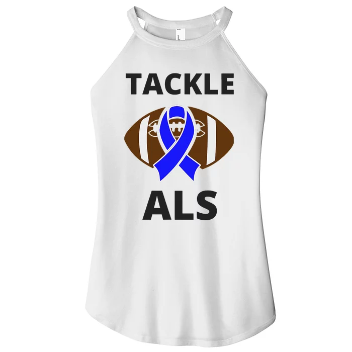 ALS Awareness Football Tackle Women’s Perfect Tri Rocker Tank