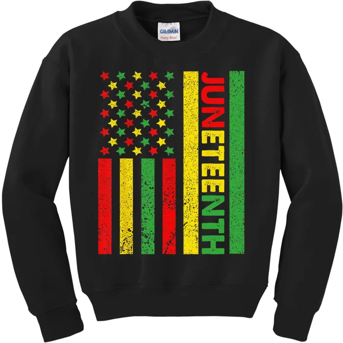 African American Flag Juneteenth Kids Sweatshirt