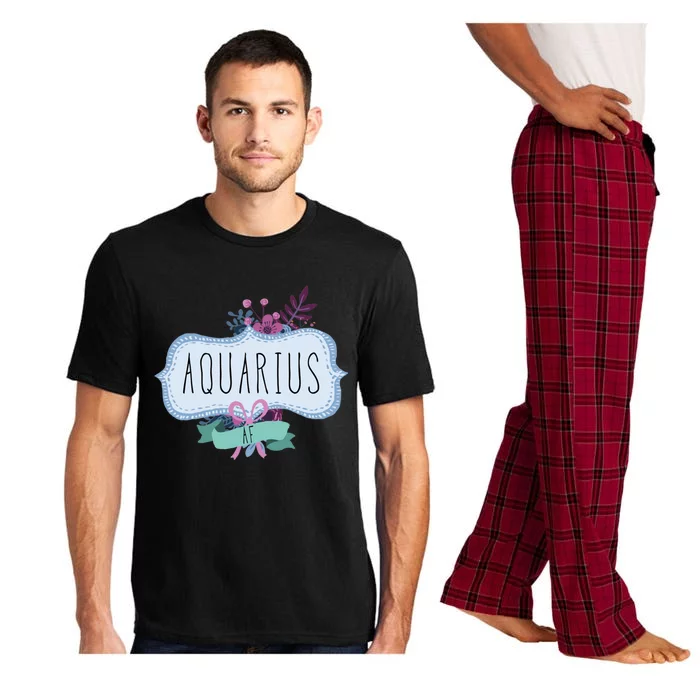 Aquarius Af Floral Label / Funny Aquarius Birthday Month Cute Gift Pajama Set