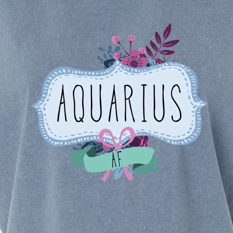 Aquarius Af Floral Label / Funny Aquarius Birthday Month Cute Gift Garment-Dyed Women's Muscle Tee