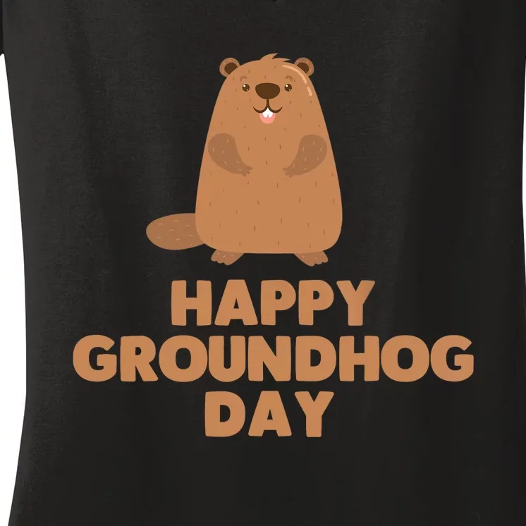 Awesome And Funny Happy Groundhog Day Shirt Women's V-Neck T-Shirt