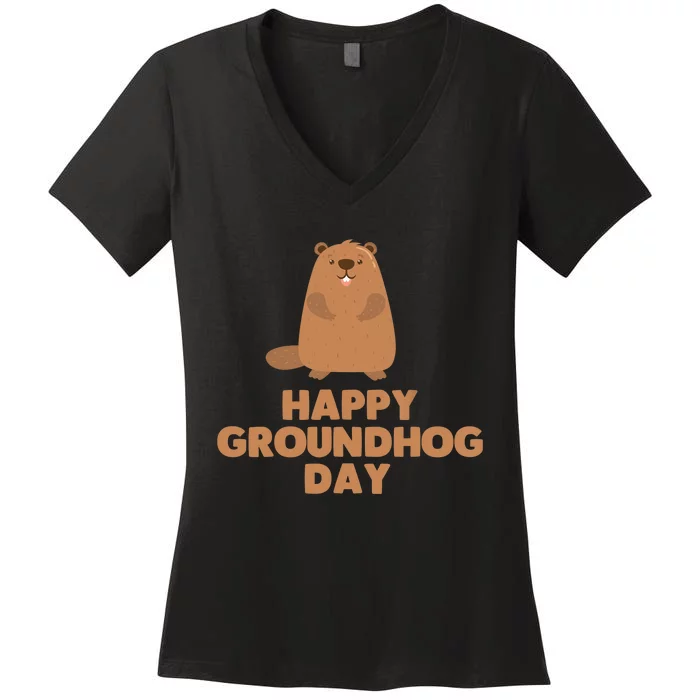 Awesome And Funny Happy Groundhog Day Shirt Women's V-Neck T-Shirt