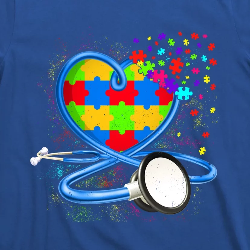 Autism Awareness Funny Stethoscope Heart Nurse Nursing Gift T-Shirt