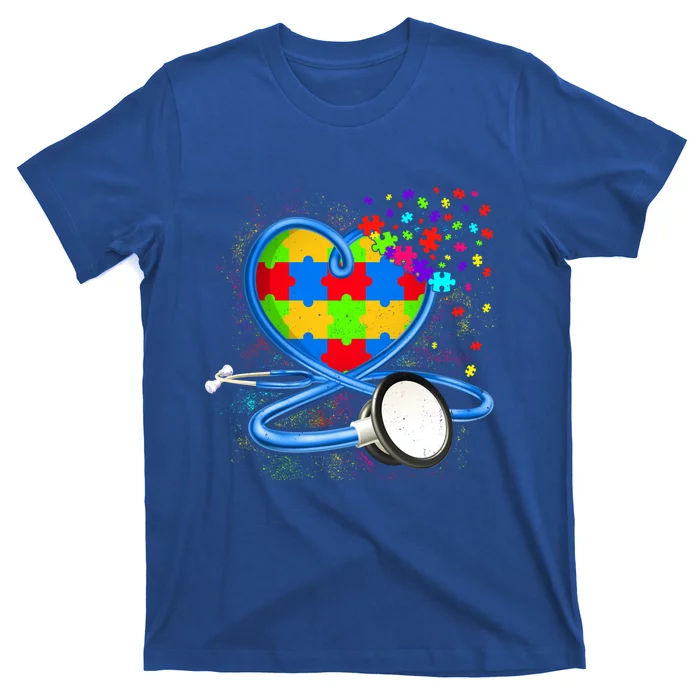 Autism Awareness Funny Stethoscope Heart Nurse Nursing Gift T-Shirt