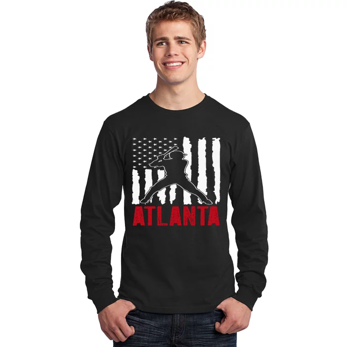 Atlanta American Flag Baseball Long Sleeve Shirt