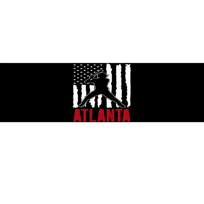 Atlanta American Flag Baseball Bumper Sticker