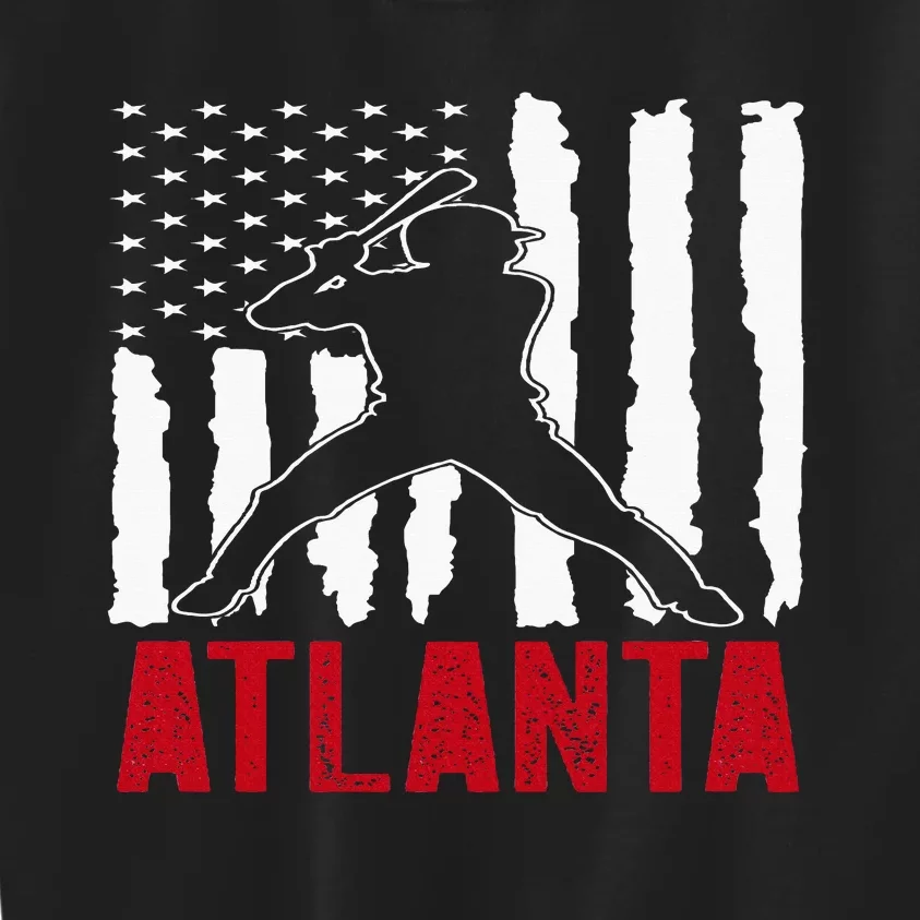 Atlanta American Flag Baseball Kids Sweatshirt