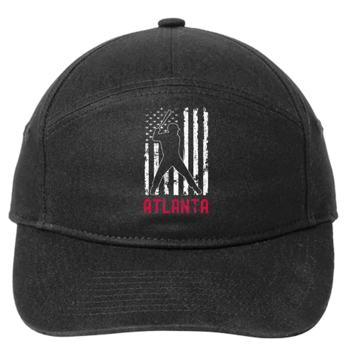 Atlanta American Flag Baseball Weathered 7-Panel Snapback Hat