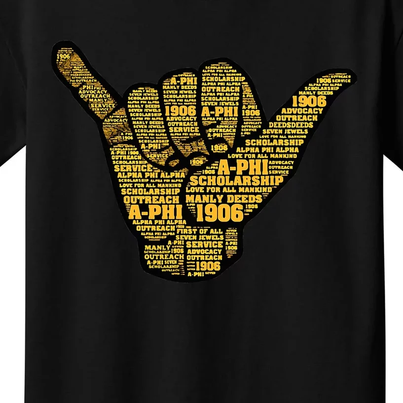 Alpha African Fraternity Hand Sign Words 1906 Kids T-Shirt