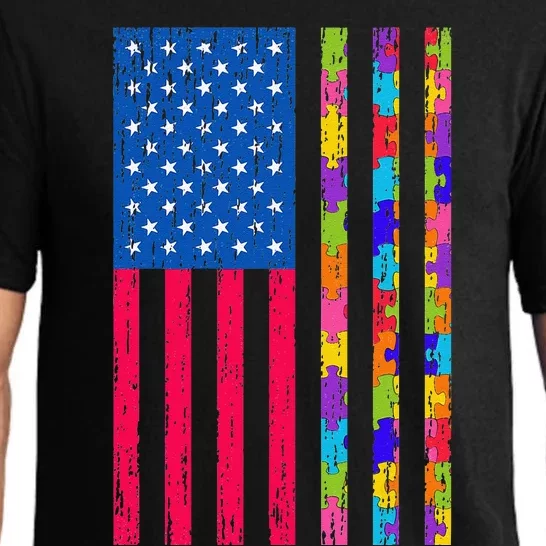 Autism American Flag Distressed For Autism Awareness Pajama Set