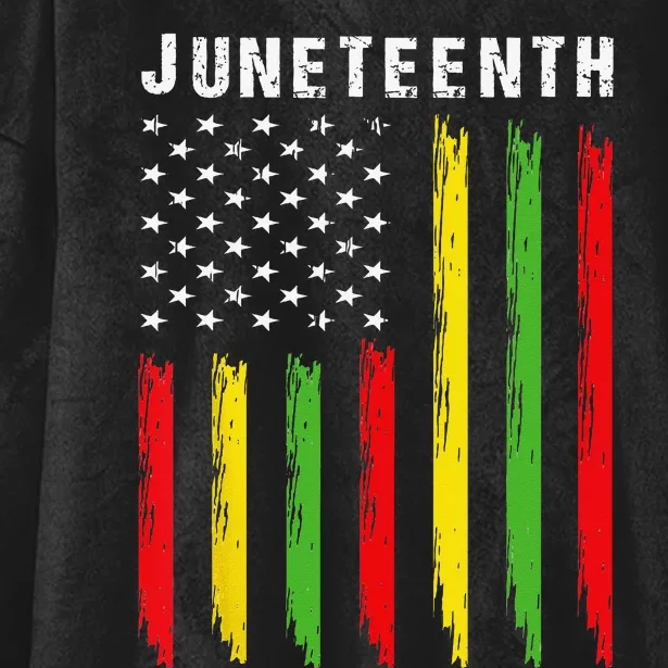 African American Flag Juneteenth Hooded Wearable Blanket