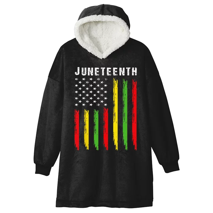 African American Flag Juneteenth Hooded Wearable Blanket