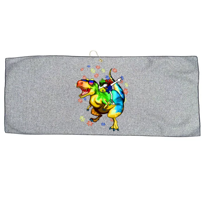 Autism Awareness Graphic Dinosaur Plus Dabbing Puzzle Gift Large Microfiber Waffle Golf Towel