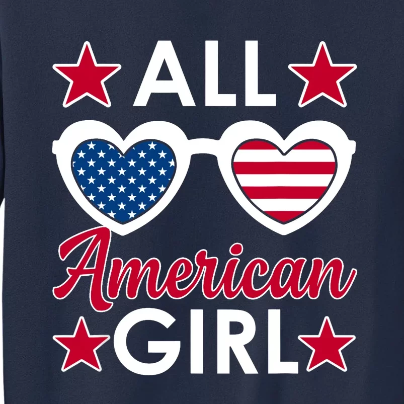 All American Girl 4th Of July Girl Sunglasses Sweatshirt