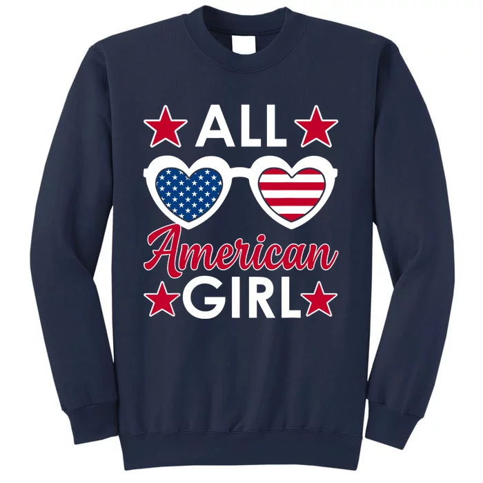 All American Girl 4th Of July Girl Sunglasses Sweatshirt