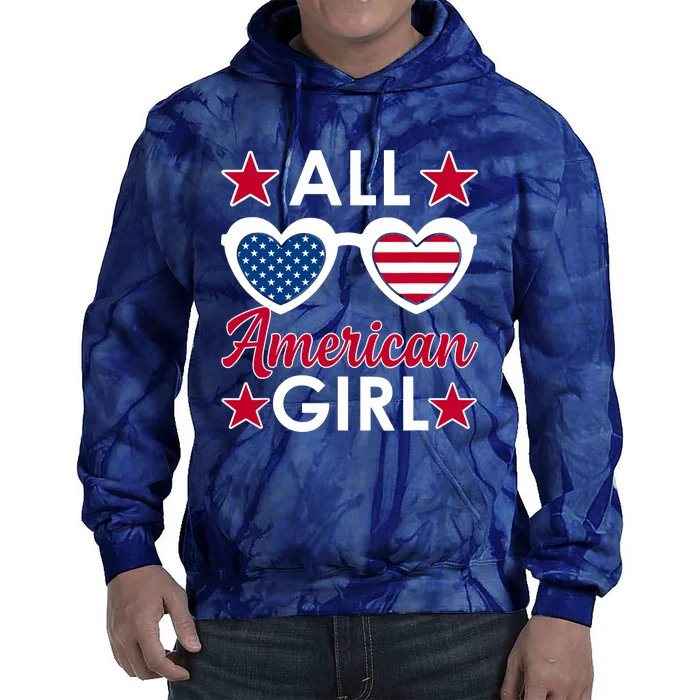 All American Girl 4th Of July Girl Sunglasses Tie Dye Hoodie