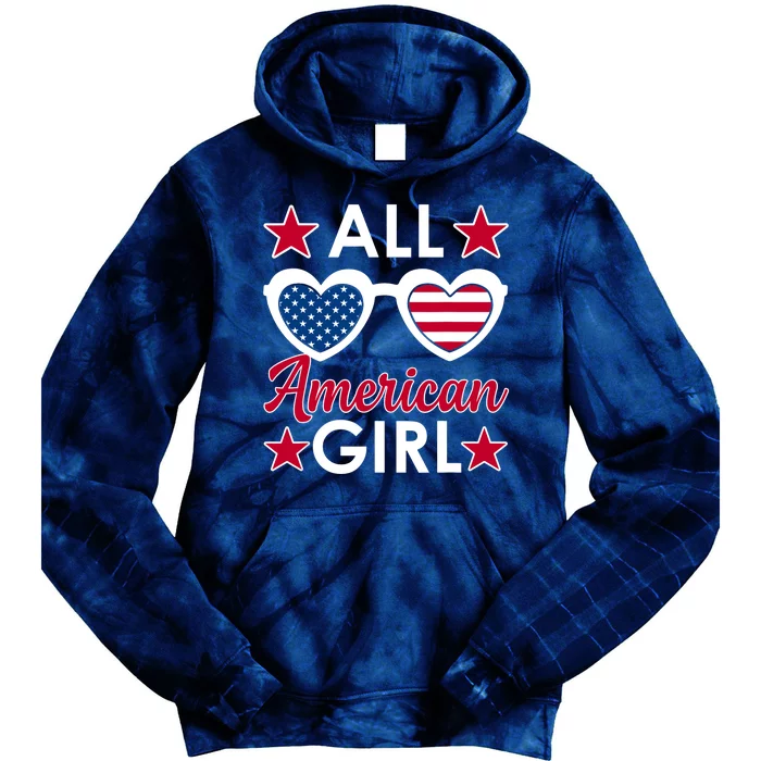 All American Girl 4th Of July Girl Sunglasses Tie Dye Hoodie