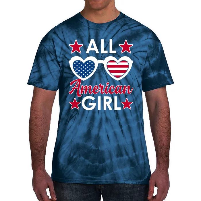 All American Girl 4th Of July Girl Sunglasses Tie-Dye T-Shirt