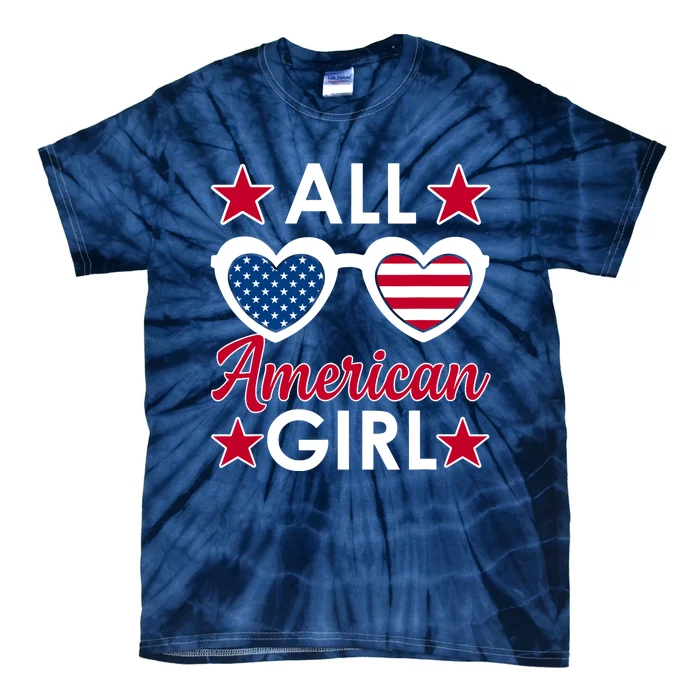 All American Girl 4th Of July Girl Sunglasses Tie-Dye T-Shirt