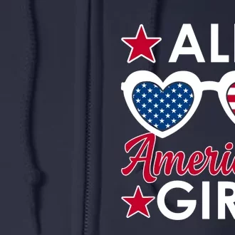 All American Girl 4th Of July Girl Sunglasses Full Zip Hoodie