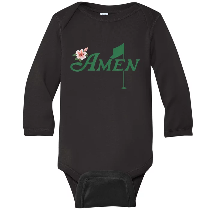 Amen Azalea Golf Masters Floral Golfing Enthusiast Baby Long Sleeve Bodysuit