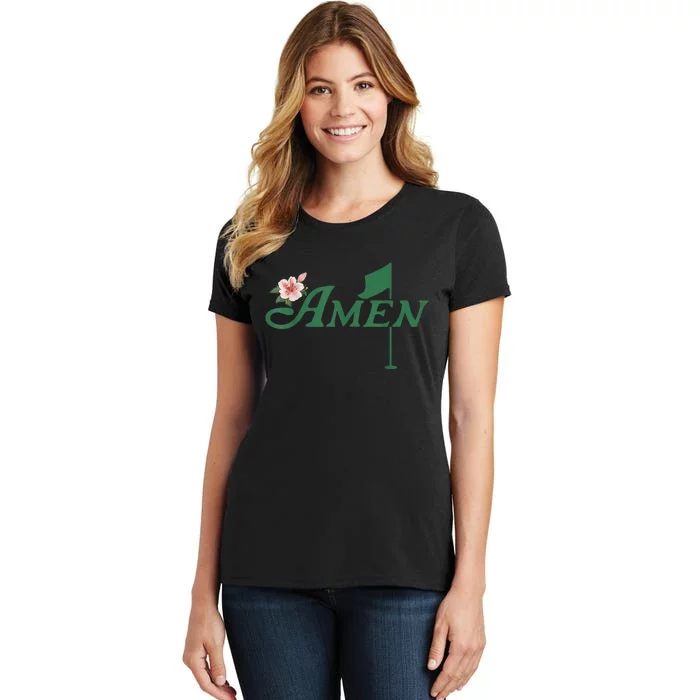 Amen Azalea Golf Masters Floral Golfing Enthusiast Women's T-Shirt