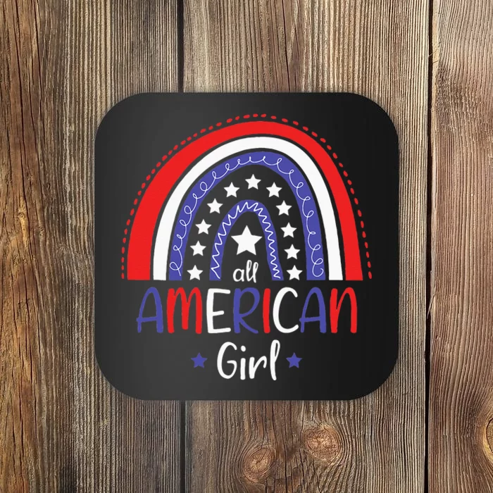 All American Girl July 4th America Flag Rainbow Coaster