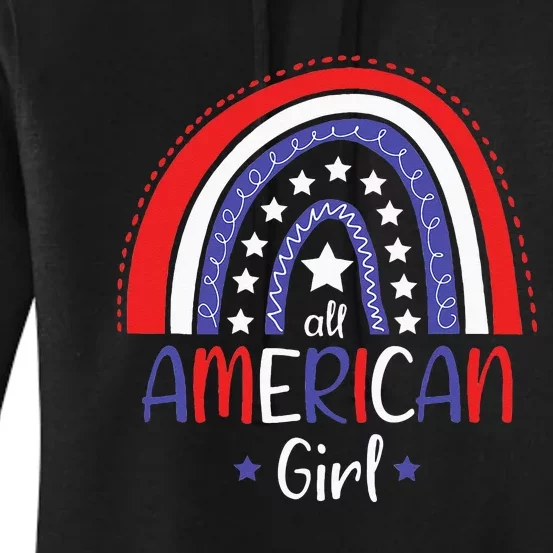 All American Girl July 4th America Flag Rainbow Women's Pullover Hoodie