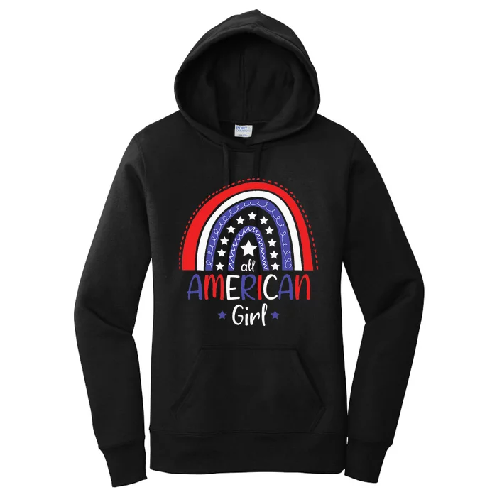 All American Girl July 4th America Flag Rainbow Women's Pullover Hoodie