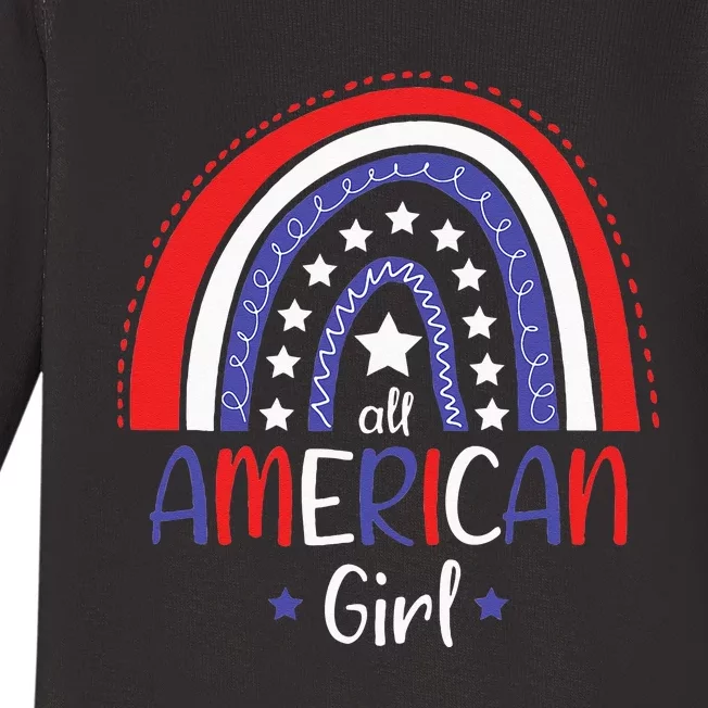 All American Girl July 4th America Flag Rainbow Baby Long Sleeve Bodysuit