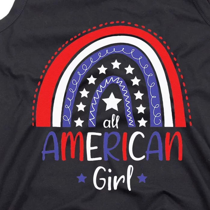 All American Girl July 4th America Flag Rainbow Tank Top