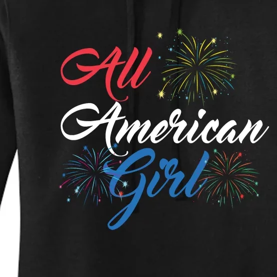 All American Girl Women American Flag 4th Of July Fireworks Women's Pullover Hoodie