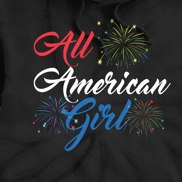 All American Girl Women American Flag 4th Of July Fireworks Tie Dye Hoodie