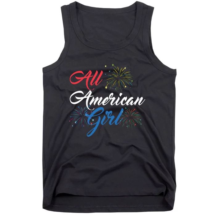 All American Girl Women American Flag 4th Of July Fireworks Tank Top