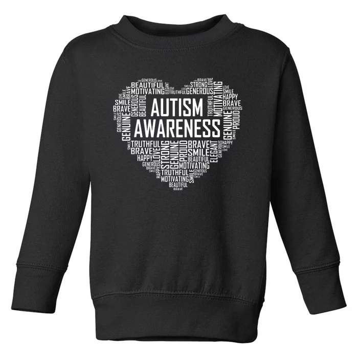 Autism Awareness Gift Heart Proud Support Month Gift Toddler Sweatshirt