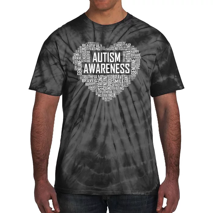 Autism Awareness Gift Heart Proud Support Month Gift Tie-Dye T-Shirt