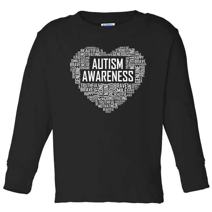 Autism Awareness Gift Heart Proud Support Month Gift Toddler Long Sleeve Shirt